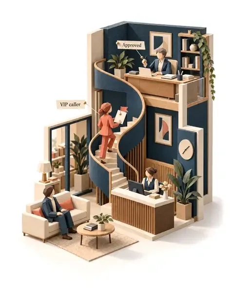 Side ai receptionist a person approves